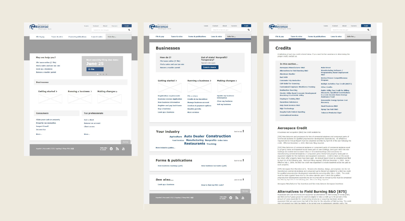 DOR wireframes