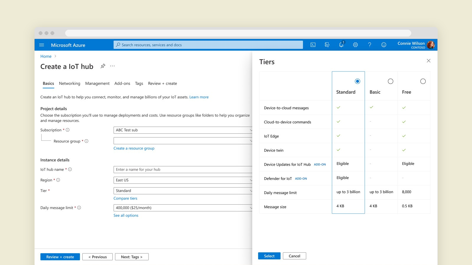 Compare tiers by features